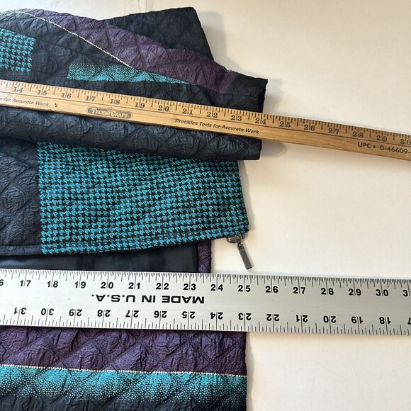 Vtg Womens Jacket Erin Patchwork Large Quilted Texture Turquoise Purple Zip Y2K - Picture 6 of 8